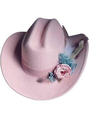 Chic Handmade Wide Brim Cowgirl Hat - Western Style for Garden Weddings